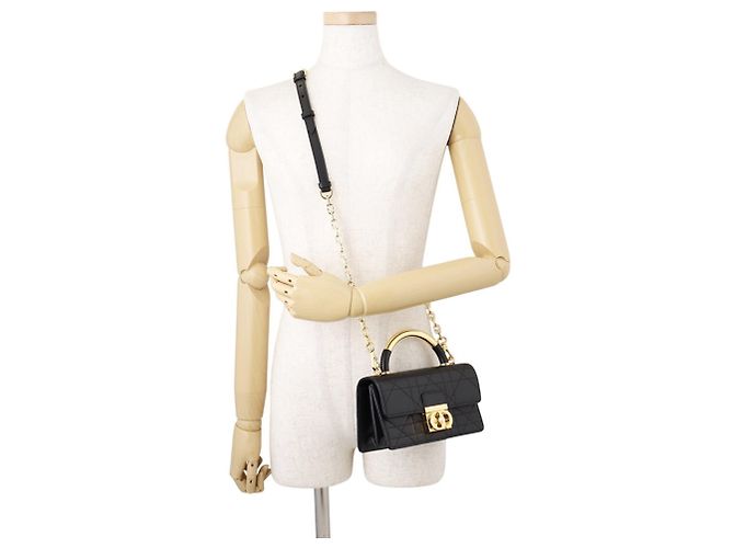 Borsa Christian Dior Macro Cannage Ange Mini Nero - vista 5