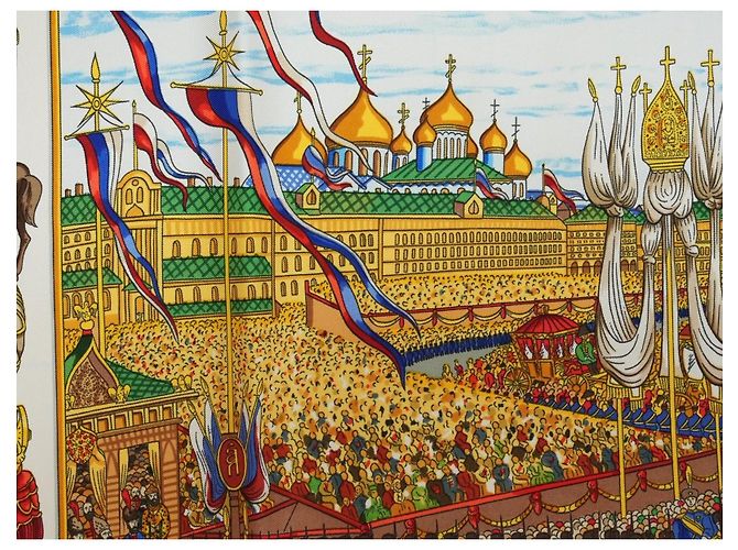 Hermès Grand Cortège à Moscou Seidenschal 90 cm Grün Mehrfarben - Ansicht 10