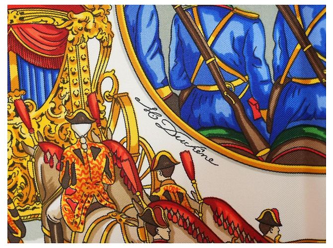 Hermès Grand Cortège à Moscou Seidenschal 90 cm Grün Mehrfarben - Ansicht 13