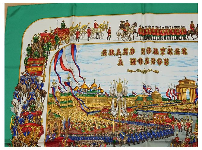 Hermès Grand Cortège à Moscou Seidenschal 90 cm Grün Mehrfarben - Ansicht 2