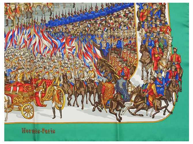 Hermès Grand Cortège à Moscou Seidenschal 90 cm Grün Mehrfarben - Ansicht 4