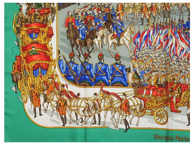 Hermès Grand Cortège à Moscou Seidenschal 90 cm Grün Mehrfarben - Ansicht 5