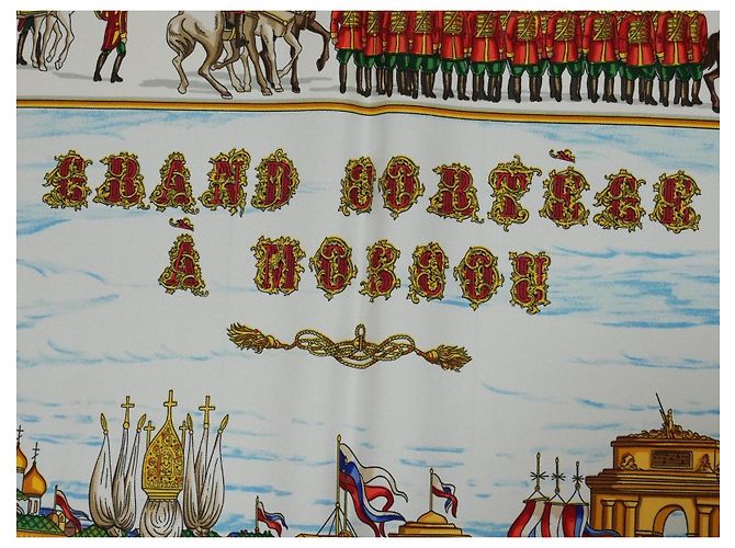 Hermès Grand Cortège à Moscou Seidenschal 90 cm Grün Mehrfarben - Ansicht 7