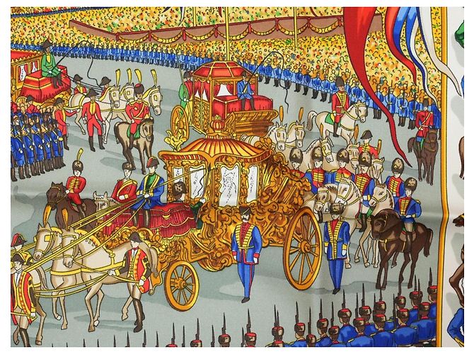 Hermès Grand Cortège à Moscou Seidenschal 90 cm Grün Mehrfarben - Ansicht 8