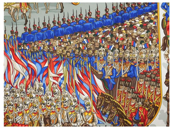 Hermès Grand Cortège à Moscou Seidenschal 90 cm Grün Mehrfarben - Ansicht 9