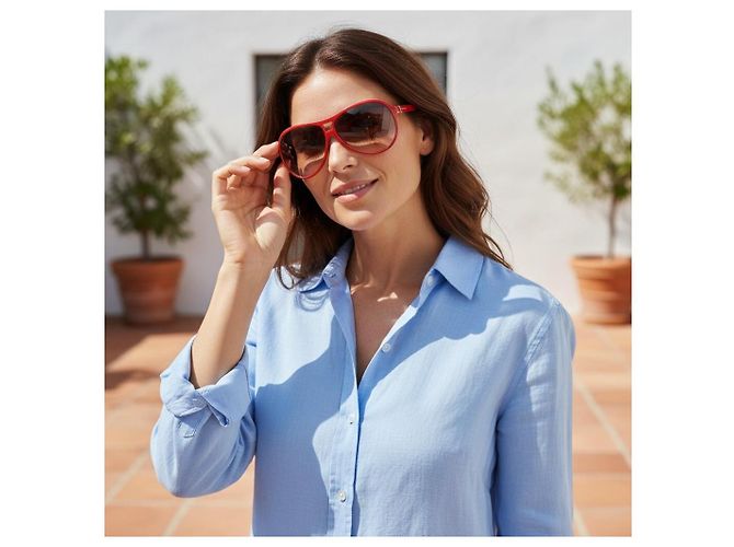 Óculos de sol aviador oversized MARC JACOBS vermelhos com lentes degradê marrom retrô - vista 2