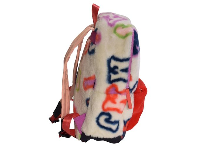 Zaino MARC JACOBS in eco-pelliccia con logo Graffiti Red Pocket Cuddle Rosa Bianco Rosso Blu D'oro Verde Porpora - vista 4