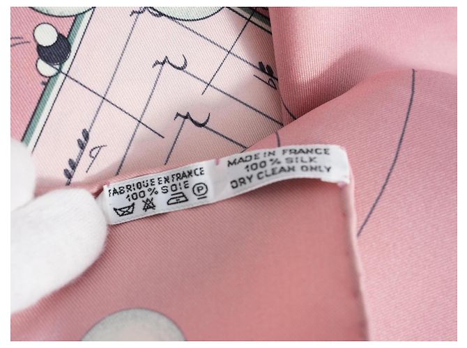 Hermès La Musique des Sphères 90 cm Seidentuch - Rosa Pink Weiß Blau Beige Grün - Ansicht 14