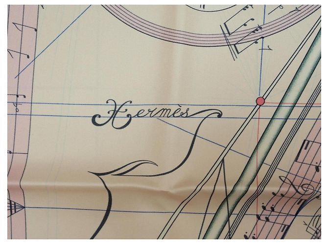 Hermès La Musique des Sphères 90 cm Seidentuch - Rosa Pink Weiß Blau Beige Grün - Ansicht 9