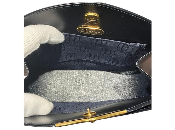 Borsa a tracolla in pelle Cartier Sapphire Line D'oro Blu navy - vista 5