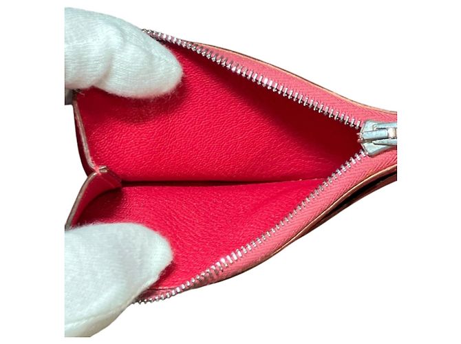 Hermès Monedero Hermes Clarisse PM en piel Chevre Mysore rojo Roja - vista 3