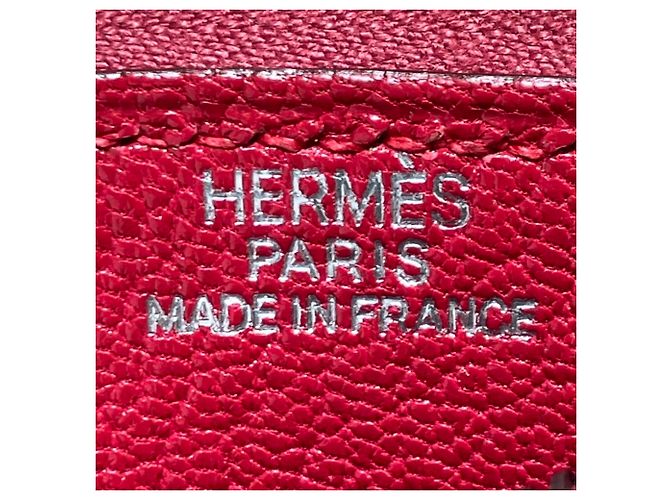 Hermès Monedero Hermes Clarisse PM en piel Chevre Mysore rojo Roja - vista 4