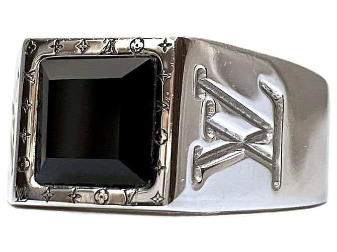 Louis Vuitton Ring Schwarz Silber Lackleder - Ansicht 4