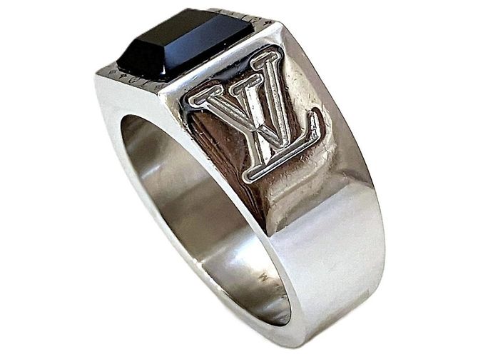 Louis Vuitton Ring Schwarz Silber Lackleder - Ansicht 5