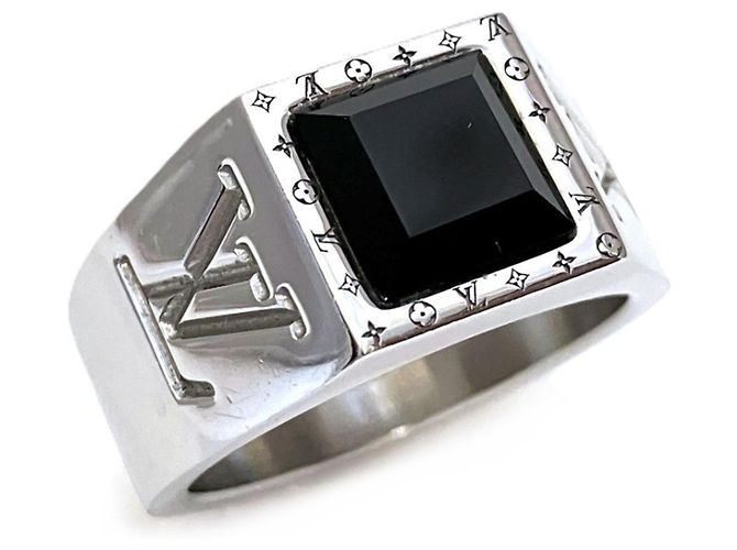 Louis Vuitton Ring Schwarz Silber Lackleder - Ansicht 6