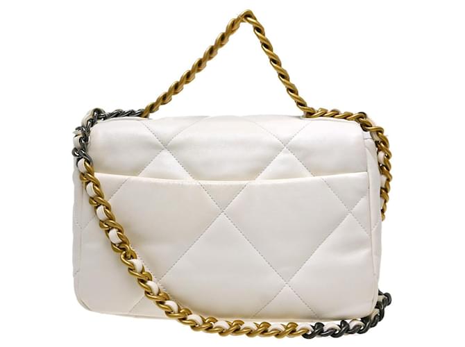 Chanel 19 Flap Quilted Leather Medium Bianco - vista 2