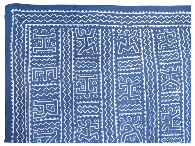 Hermès NUOVO PAREO HERMES MAXI STAMPE GRAFICHE NDOP COTONE BLU + SCATOLA SARONG - vista 2