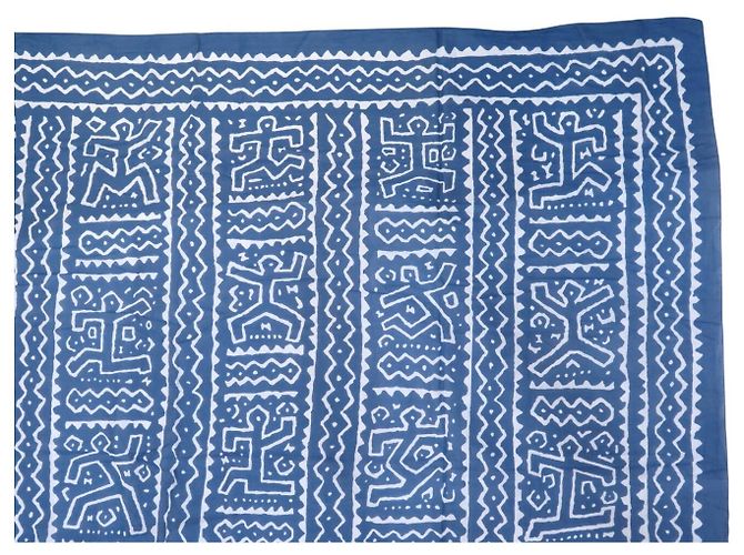Hermès NUOVO PAREO HERMES MAXI STAMPE GRAFICHE NDOP COTONE BLU + SCATOLA SARONG - vista 3