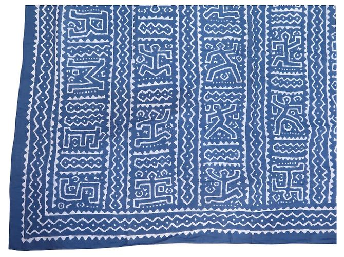 Hermès NUOVO PAREO HERMES MAXI STAMPE GRAFICHE NDOP COTONE BLU + SCATOLA SARONG - vista 5