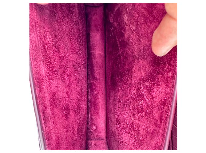 Borsa a tracolla Saint Laurent Sunset Medium in pelle goffrata croc Burgundy Rosso Bordò - vista 15