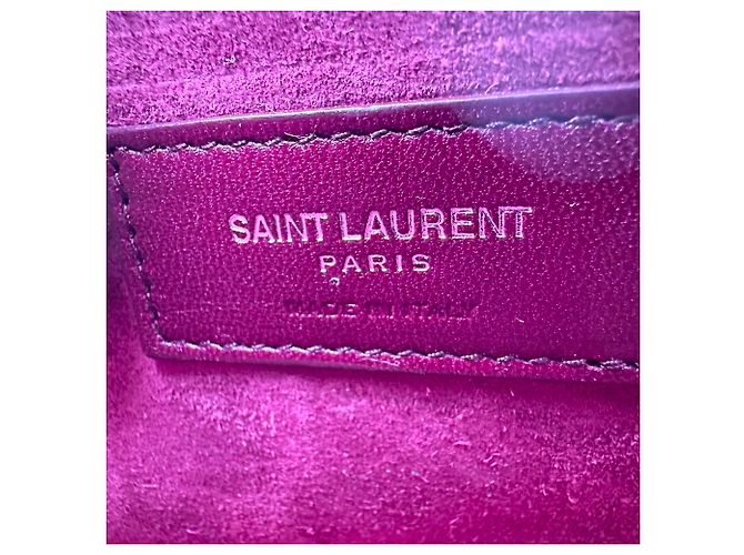 Borsa a tracolla Saint Laurent Sunset Medium in pelle goffrata croc Burgundy Rosso Bordò - vista 16