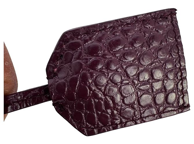 Borsa a tracolla Saint Laurent Sunset Medium in pelle goffrata croc Burgundy Rosso Bordò - vista 9
