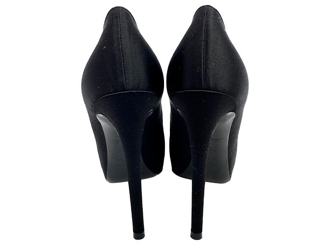 Décolleté peep-toe in raso nero con cristalli Louis Vuitton - vista 6