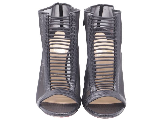 Stivaletti Trouble Open-Tie di Christian Louboutin in mesh nero - vista 2