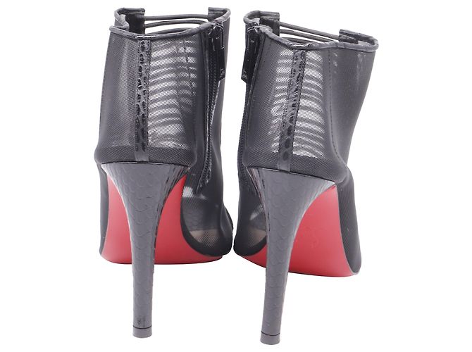 Stivaletti Trouble Open-Tie di Christian Louboutin in mesh nero - vista 4