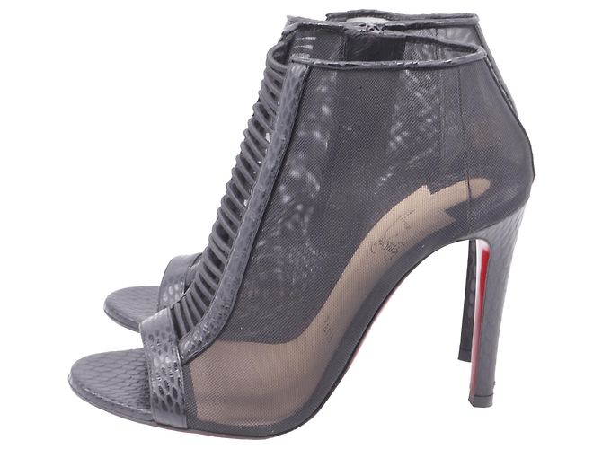 Stivaletti Trouble Open-Tie di Christian Louboutin in mesh nero - vista 5