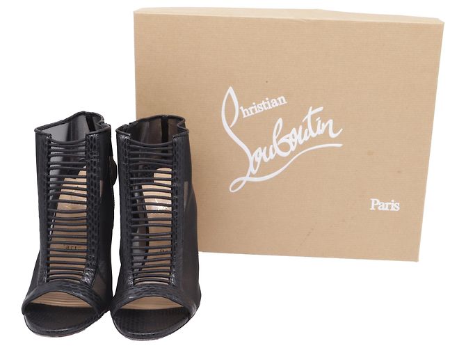Stivaletti Trouble Open-Tie di Christian Louboutin in mesh nero - vista 6