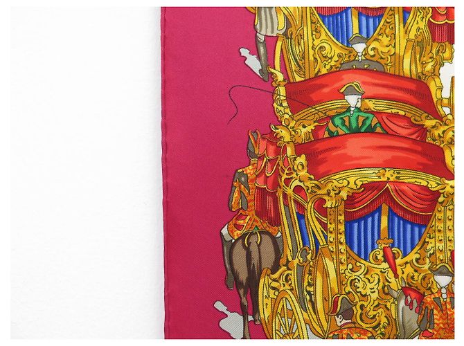 Hermès FOULARD HERMES GRAND CORTEGE A MOSCOU M. DUCHENE CARRE 90 SETA ROSSO - vista 12