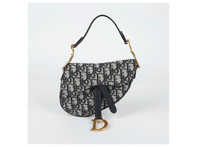 Dior Borsa a spalla Mini Saddle Oblique Blu - vista 2