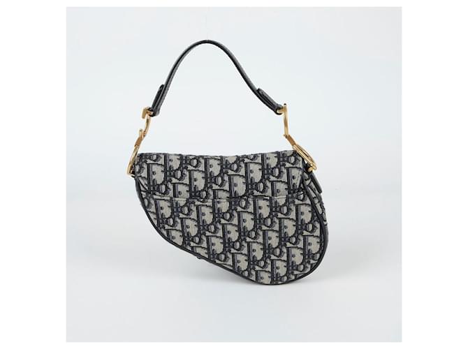 Dior Borsa a spalla Mini Saddle Oblique Blu - vista 3