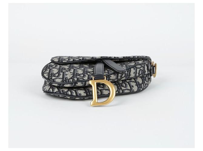 Dior Borsa a spalla Mini Saddle Oblique Blu - vista 5