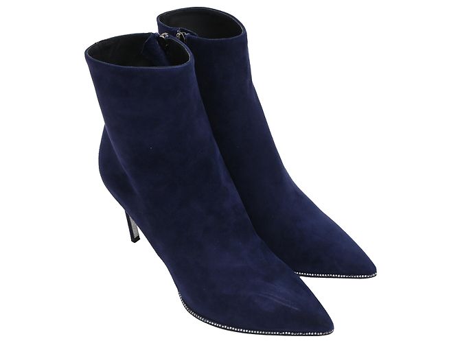 Rene Caovilla Stivaletti con tacco alto decorati René Caovilla in camoscio blu navy - vista 4
