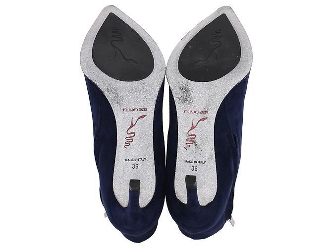 Rene Caovilla Stivaletti con tacco alto decorati René Caovilla in camoscio blu navy - vista 6