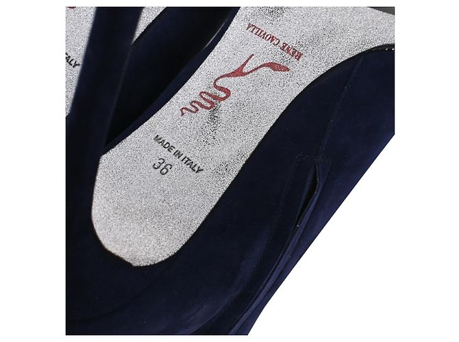 Rene Caovilla Stivaletti con tacco alto decorati René Caovilla in camoscio blu navy - vista 7
