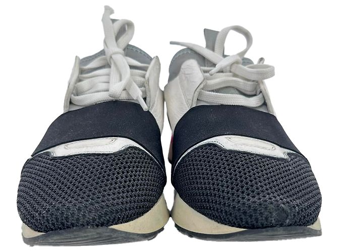 Everyday Balenciaga Race Runner Sneaker aus weißem Leder und Mesh - Ansicht 3