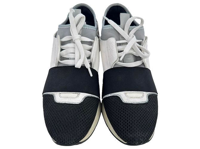 Everyday Balenciaga Race Runner Sneaker aus weißem Leder und Mesh - Ansicht 4