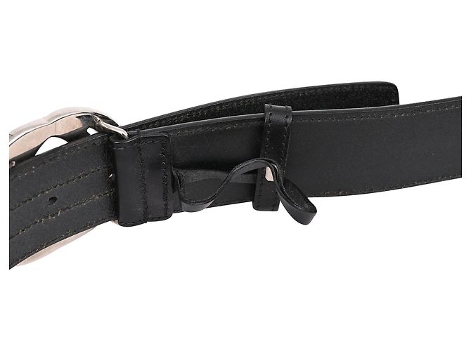 Logo Interlocking G Gucci in tono argento in pelle nera Nero - vista 8
