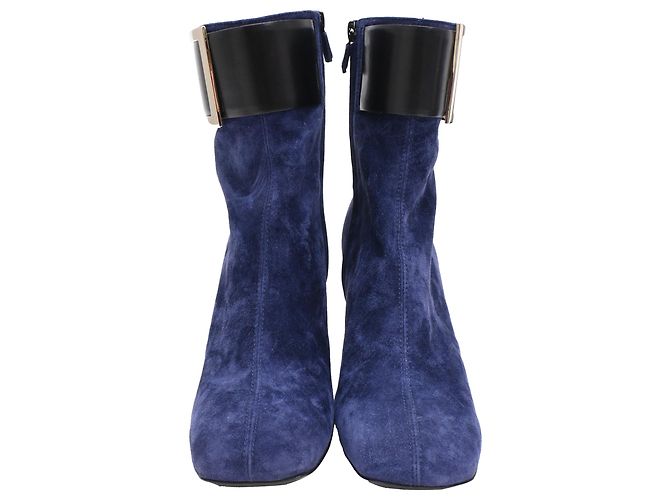 Botines con hebilla So Vivier de Roger Vivier en ante azul marino - vista 2