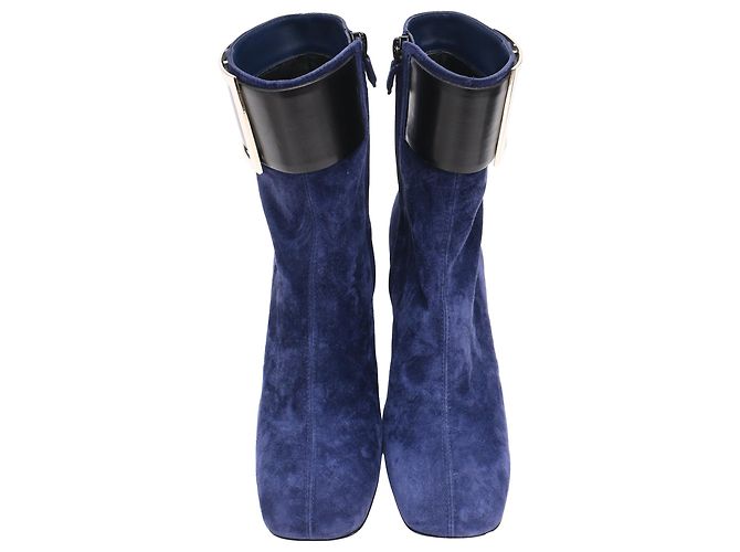 Botines con hebilla So Vivier de Roger Vivier en ante azul marino - vista 5