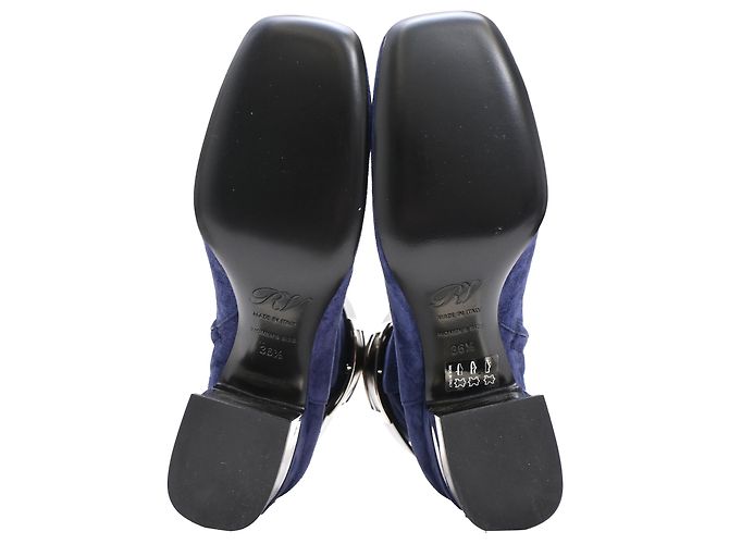 Botines con hebilla So Vivier de Roger Vivier en ante azul marino - vista 6