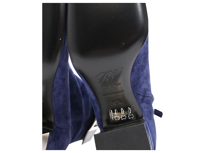 Botines con hebilla So Vivier de Roger Vivier en ante azul marino - vista 7