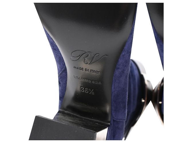 Botines con hebilla So Vivier de Roger Vivier en ante azul marino - vista 8