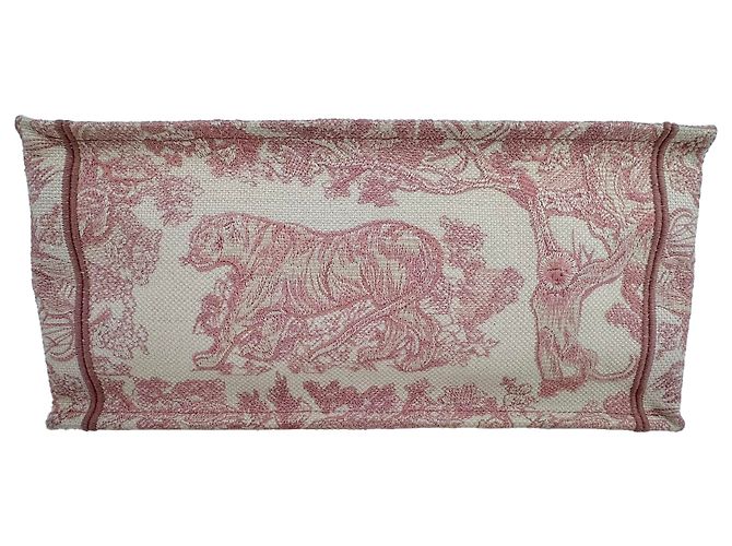 Sac Dior Book Tote Medium Toile de Jouy Brodé en Toile Rose - vue 7