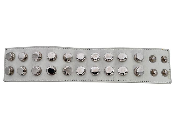 Bracciale Wrap con Borchie Saint Laurent in Pelle Bianca Bianco - vista 5