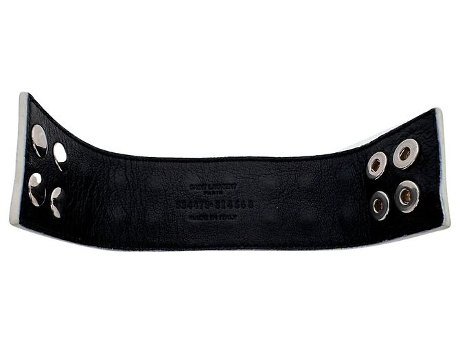Bracciale Wrap con Borchie Saint Laurent in Pelle Bianca Bianco - vista 7