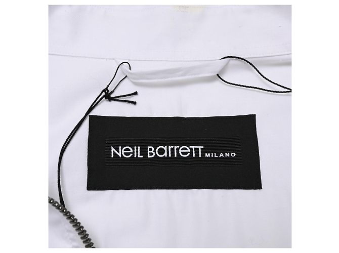 Giacca-camicia leggera con zip Neil Barrett in cotone bianco - vista 4
